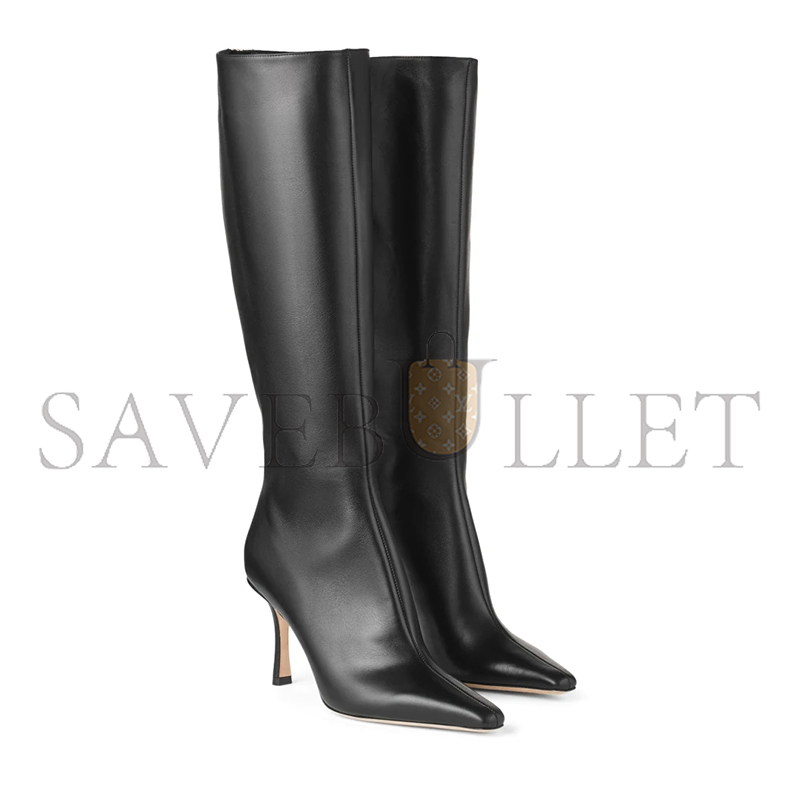 JIMMY CHOO AGATHE KNEE BOOT 85 BLACK CALF LEATHER KNEE-HIGH BOOTS AGATHEKB85LTC